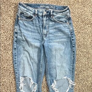 American Eagle Outfitters Women's Light Blue Ripped STRIGID Jeans 6